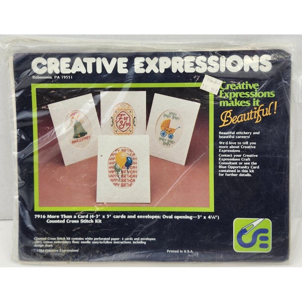 Creative Expressions Cross Stitch Kit 7916 More Than A Card New Sealed 1984